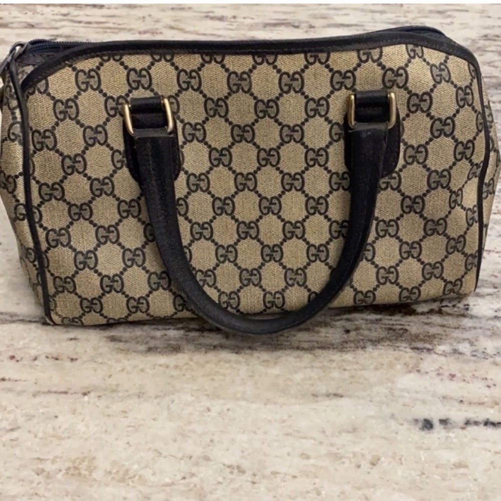 Gucci • vintage monogram navy gray Boston Ophidia satchel purse bag - Picture 3 of 10
